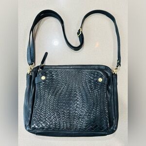 MILO 100% Leather - made in Canada - Elegant Black Woven Leather Crossbody